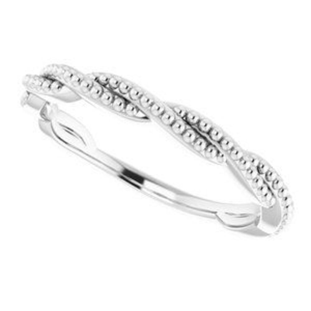 Sterling Silver Stackable Twisted Beaded Ring - image 5